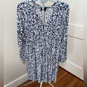 Amana Blue and White Leaf Print Dress